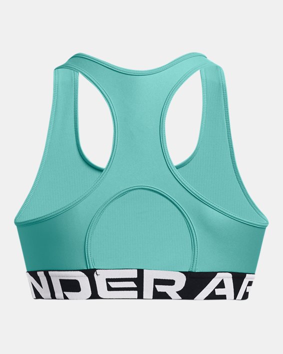 Women's HeatGear® Armour Mid Branded Sports Bra, Green, pdpMainDesktop image number 10